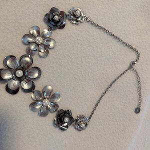 Claire's Silver Floral Necklace And bracelet